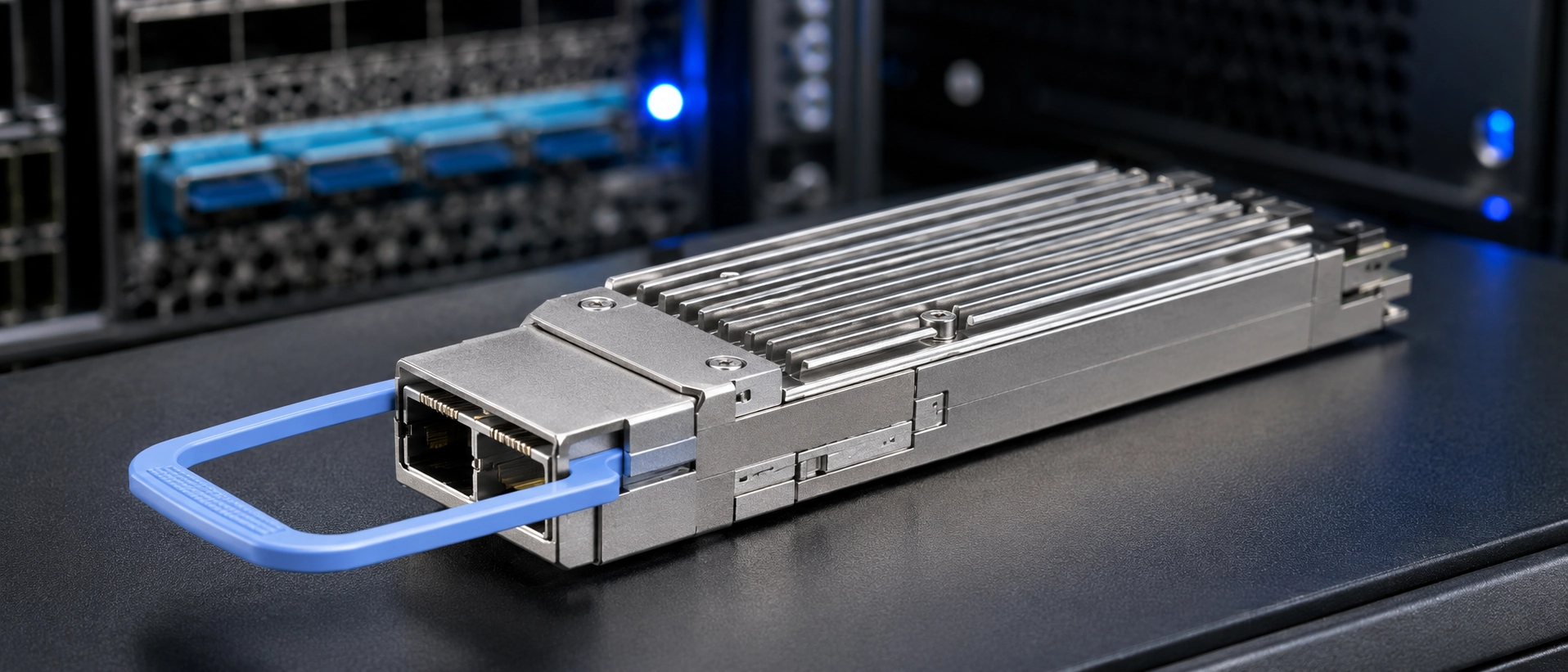 OSFP optical transceiver with finned IHS heat sink for air-cooled data center deployment OSFP optical transceiver with finned IHS heat sink for air-cooled data center deployment